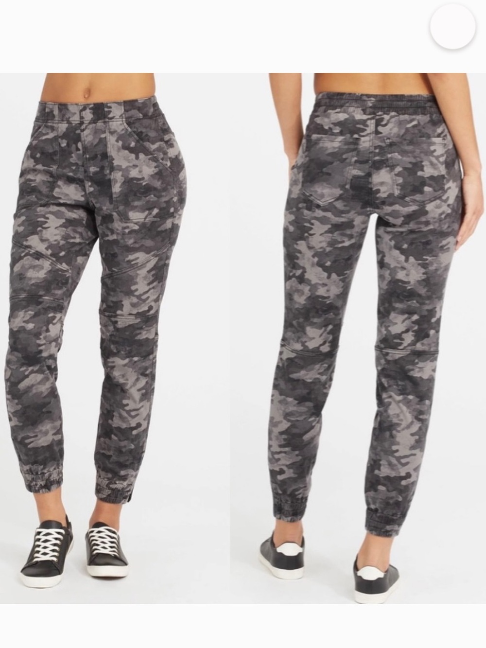 SPANX Women's stretch twill cargo jogger
washed black Gray Camo Jogger Pants